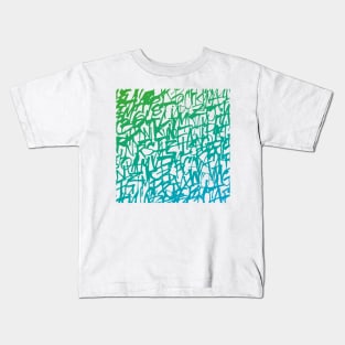 Colorful Handwritten Lettering in Blue and Green Gradient Pattern for Clothing, Accessories, and Home Decor Kids T-Shirt